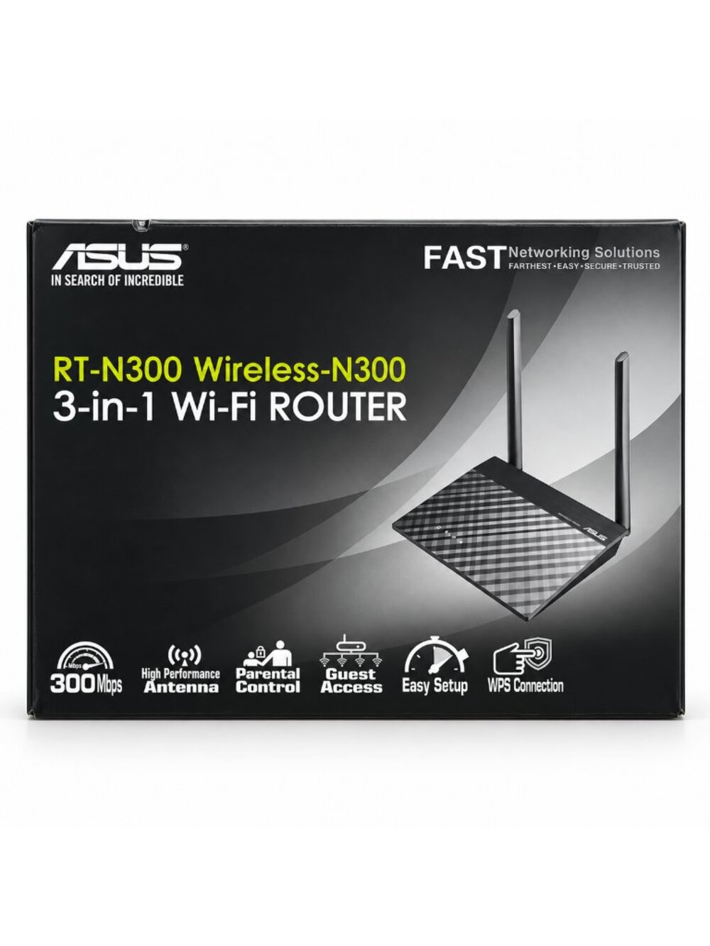 ASUS RT-N300 Wireless-N300 3-in-1 WiFi Router Low EMF - NEW